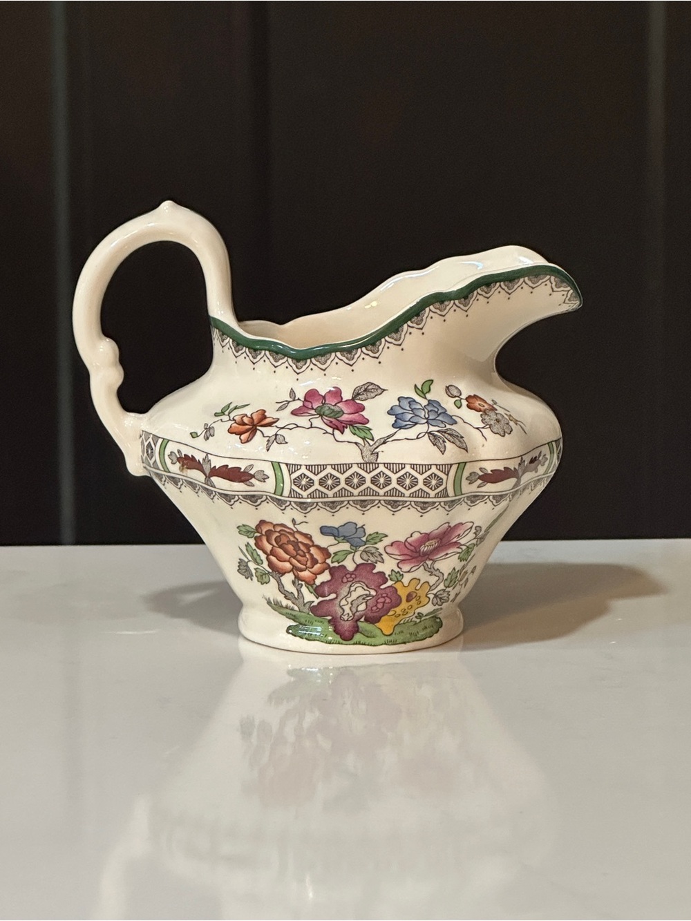 Vintage Copeland Spode Chinese Rose Pattern Creamer MCM Earthenware Floral Motif